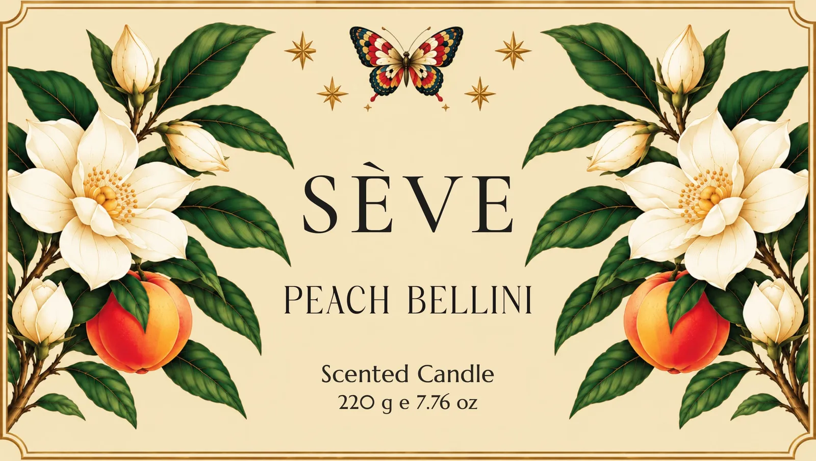 Peach Bellini mum etiketi